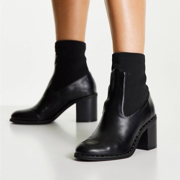 ASOS Black Studded Heel Boots - Picture 2 of 4